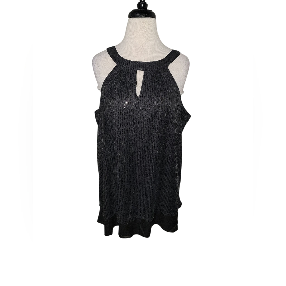 Elegant Black Sequin Halter Top SZ Xl